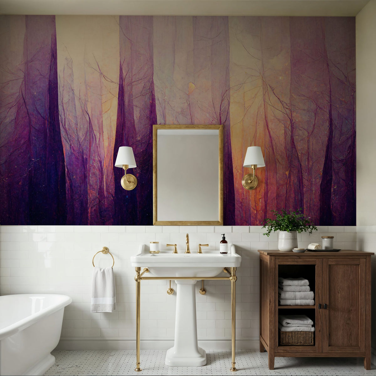 Purple Forest Mural Wallpaper - room preview 03
