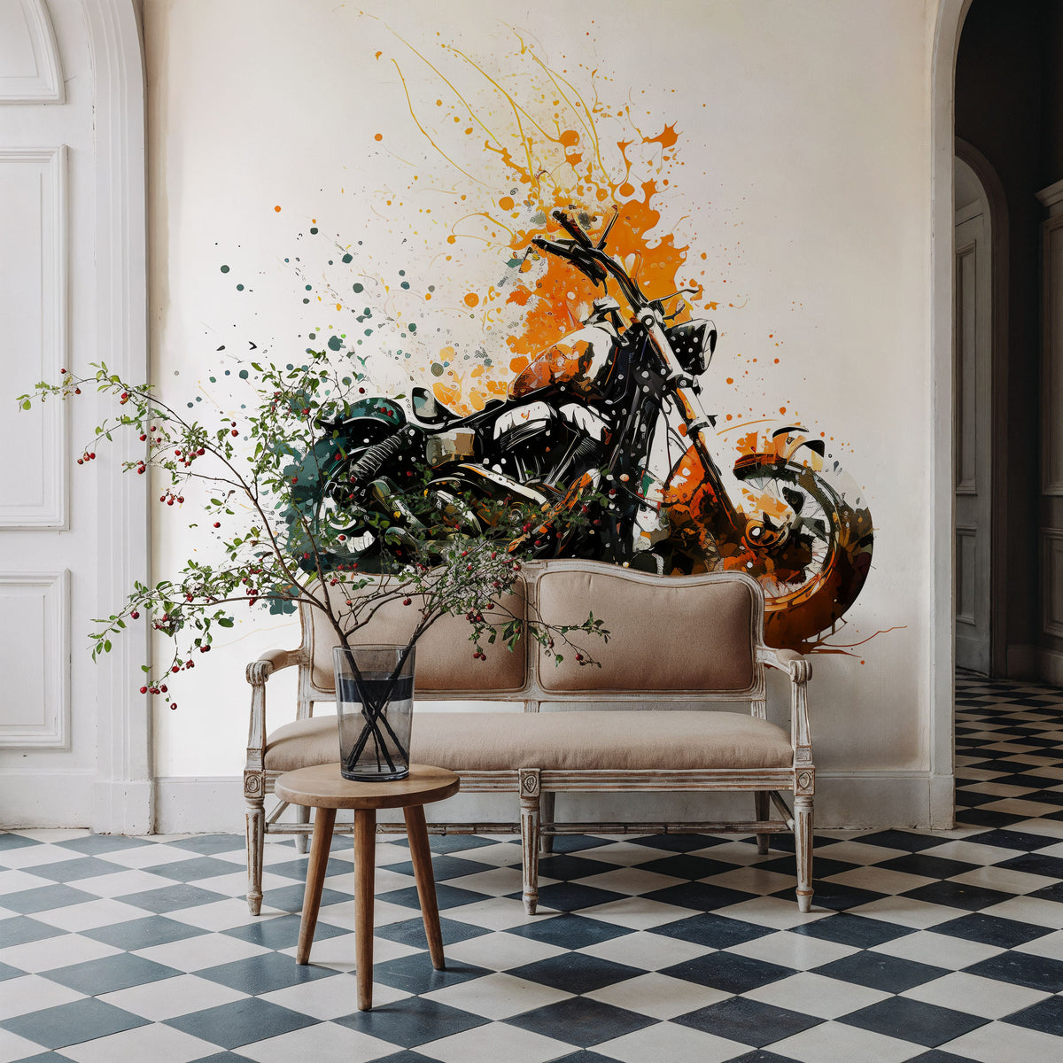 Motorcycle Action Mural Wallpaper - room preview 03