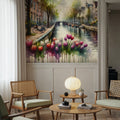 Watercolor Canal Scene Dutch Houses Mural Wallpaper - room preview 03