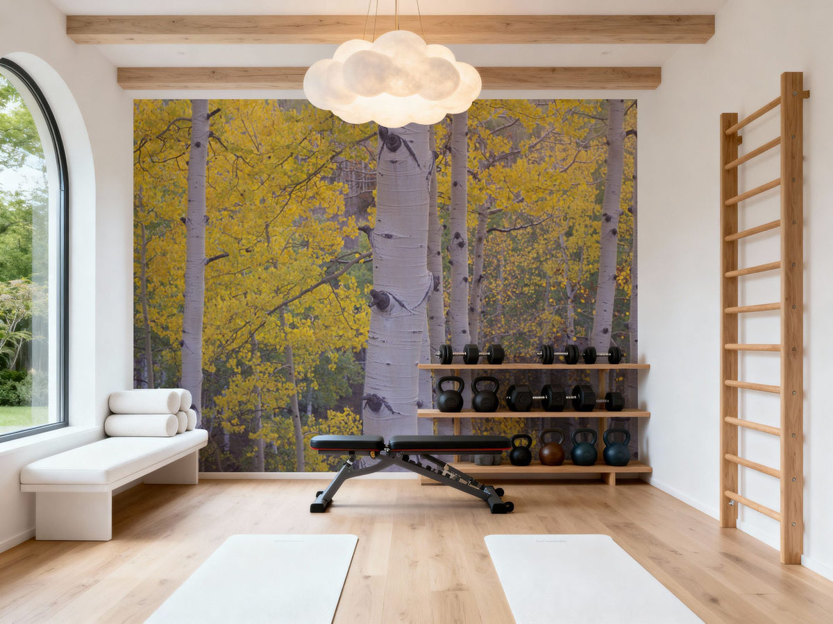 Golden Birch Forest Mural Wallpaper - room preview 03