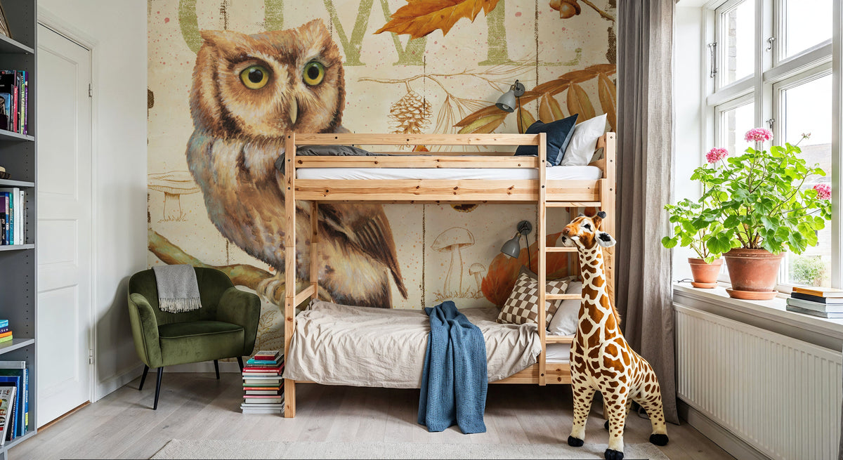 Owl Lodge I Mural Wallpaper - room preview 03