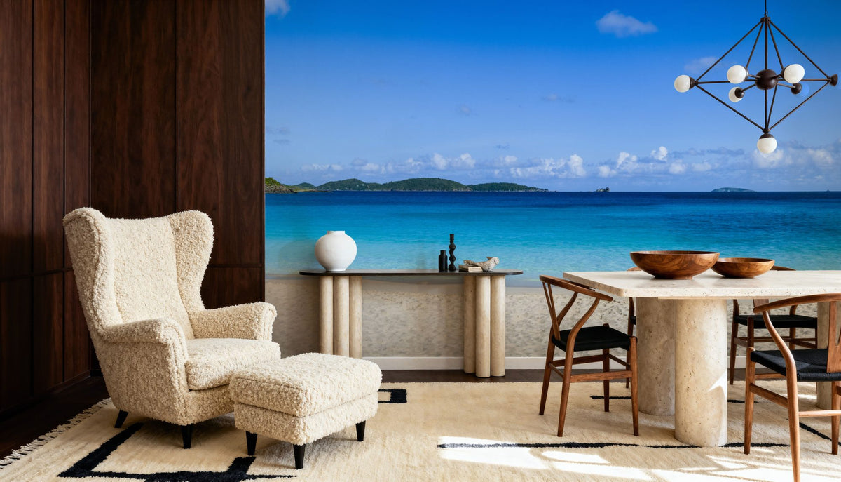 Tranquil Turquoise Shores Mural Wallpaper - Blue Tone - room preview 03