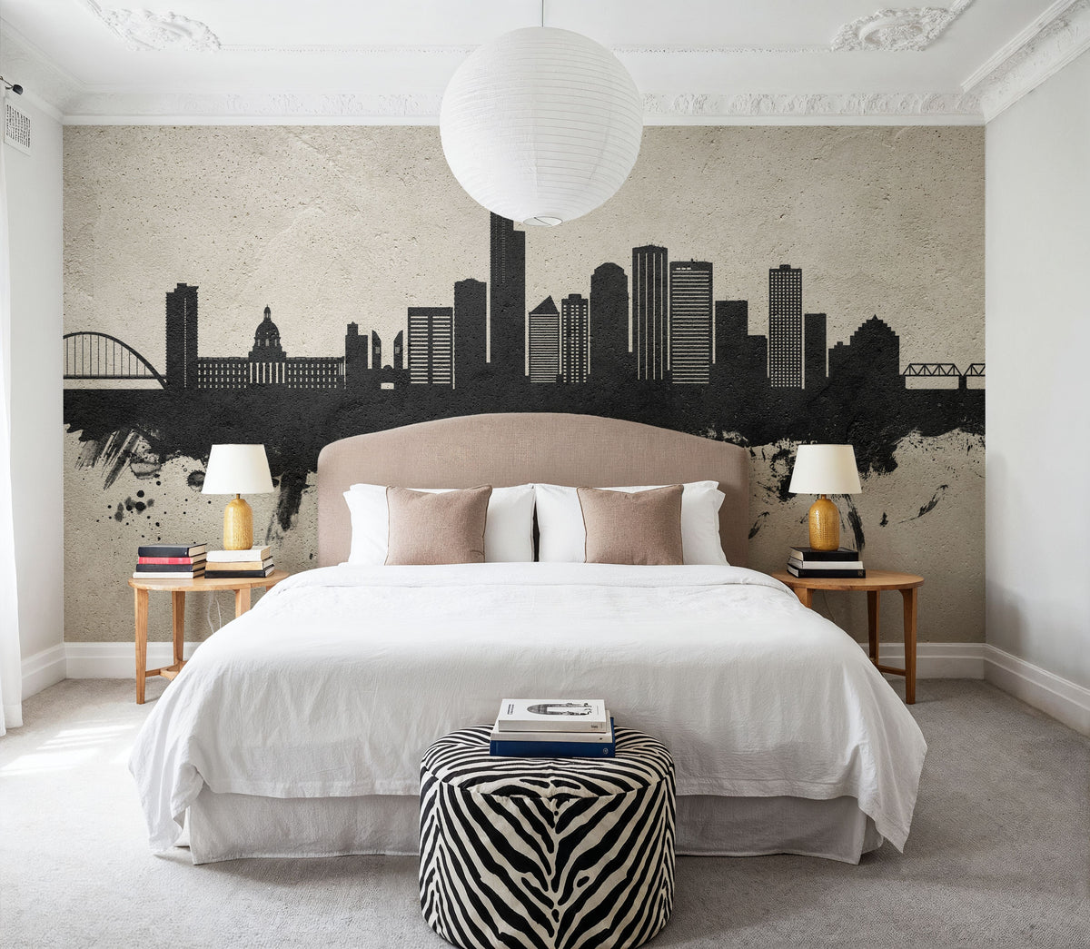Edmonton Canada Skyline Concrete Mural Wallpaper - room preview 03