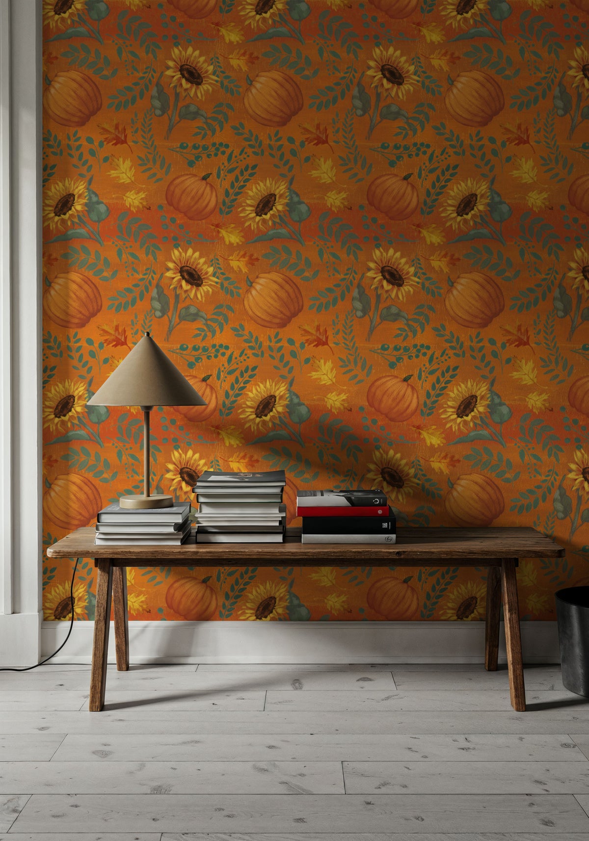 Pumpkin Harvest Orange Mural Wallpaper - room preview 03