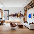 Nantes France Skyline Purple & Gold Mural Wallpaper - room preview 03