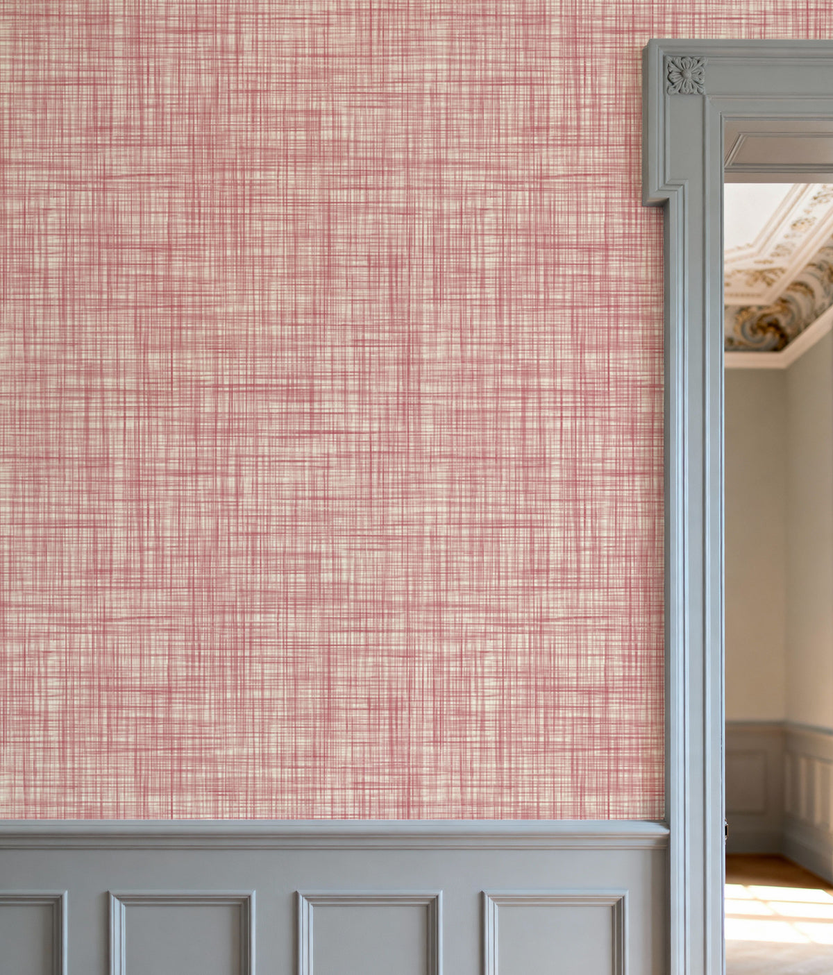 Mottled Linen Effect, Rose Pink Mural Wallpaper - room preview 03