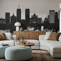 Syracuse New York Skyline Black & White Mural Wallpaper - room preview 03