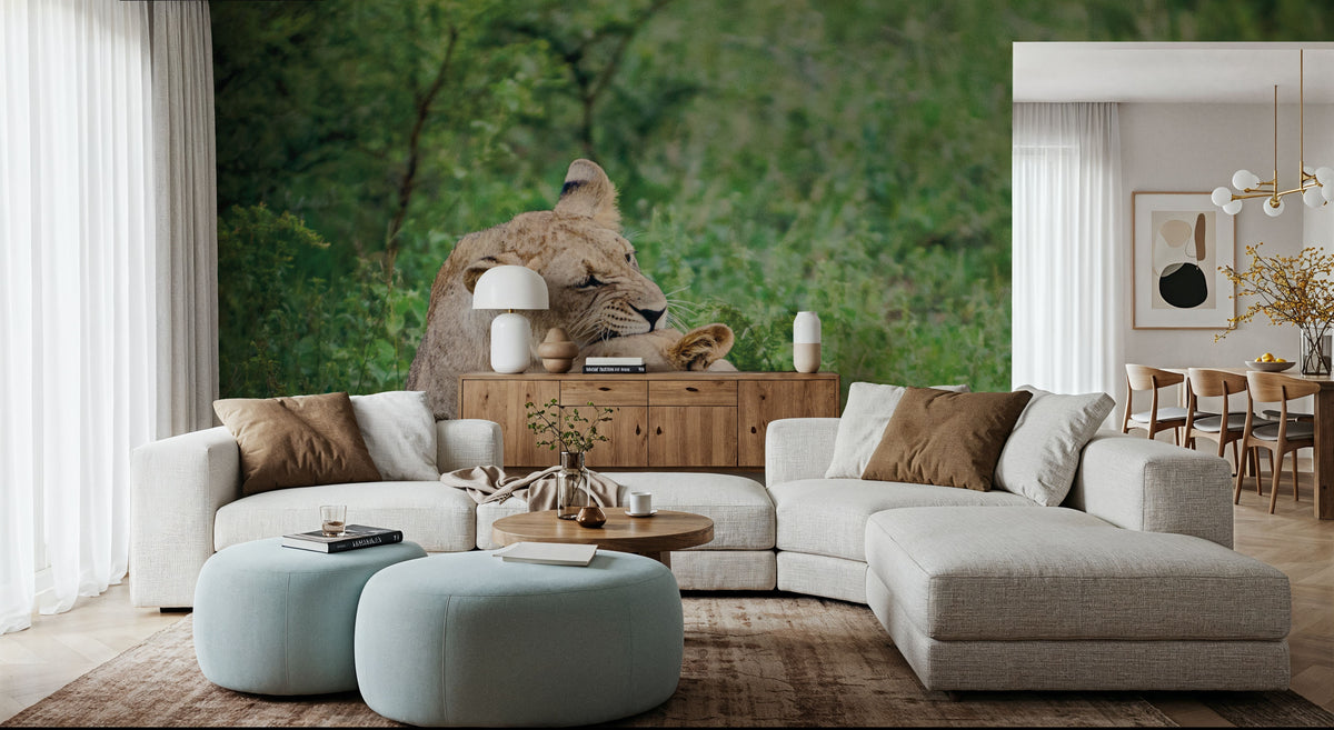 Playful Lions Mural Wallpaper - room preview 03