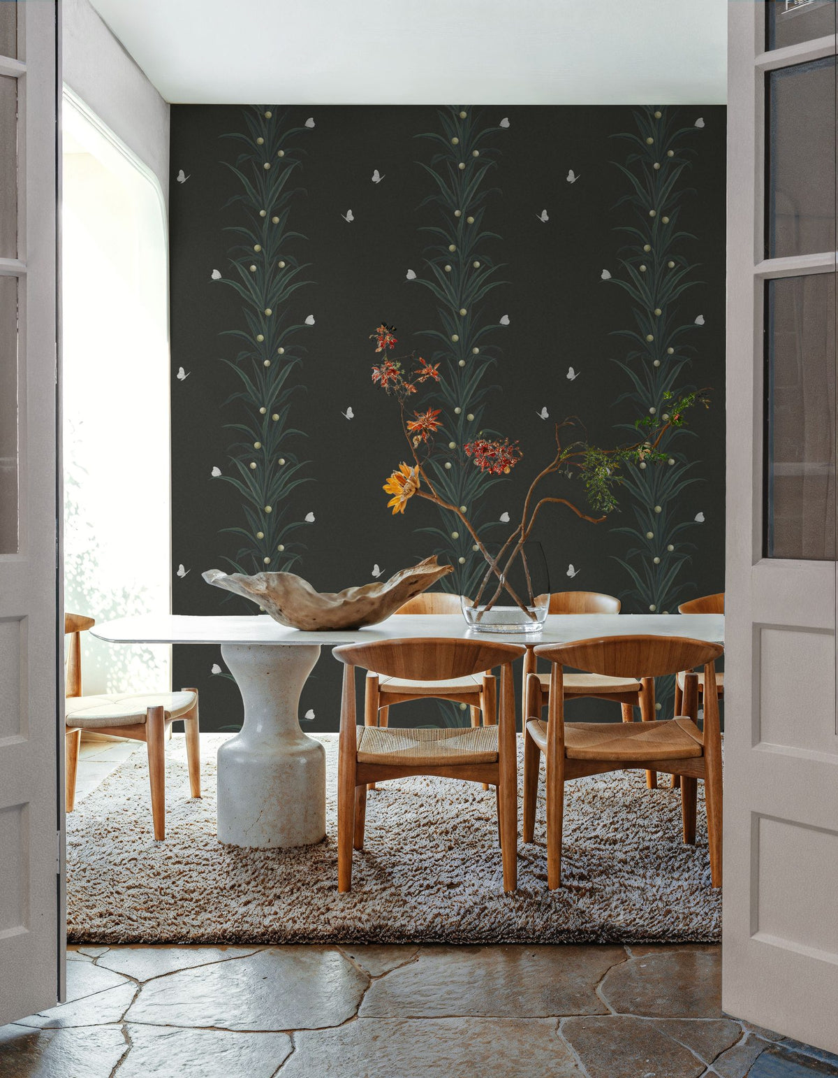 Foliage & Butterflies - Slate Mural Wallpaper - room preview 03