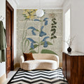Salvia Florals on Newsprint II Mural Wallpaper - room preview 03