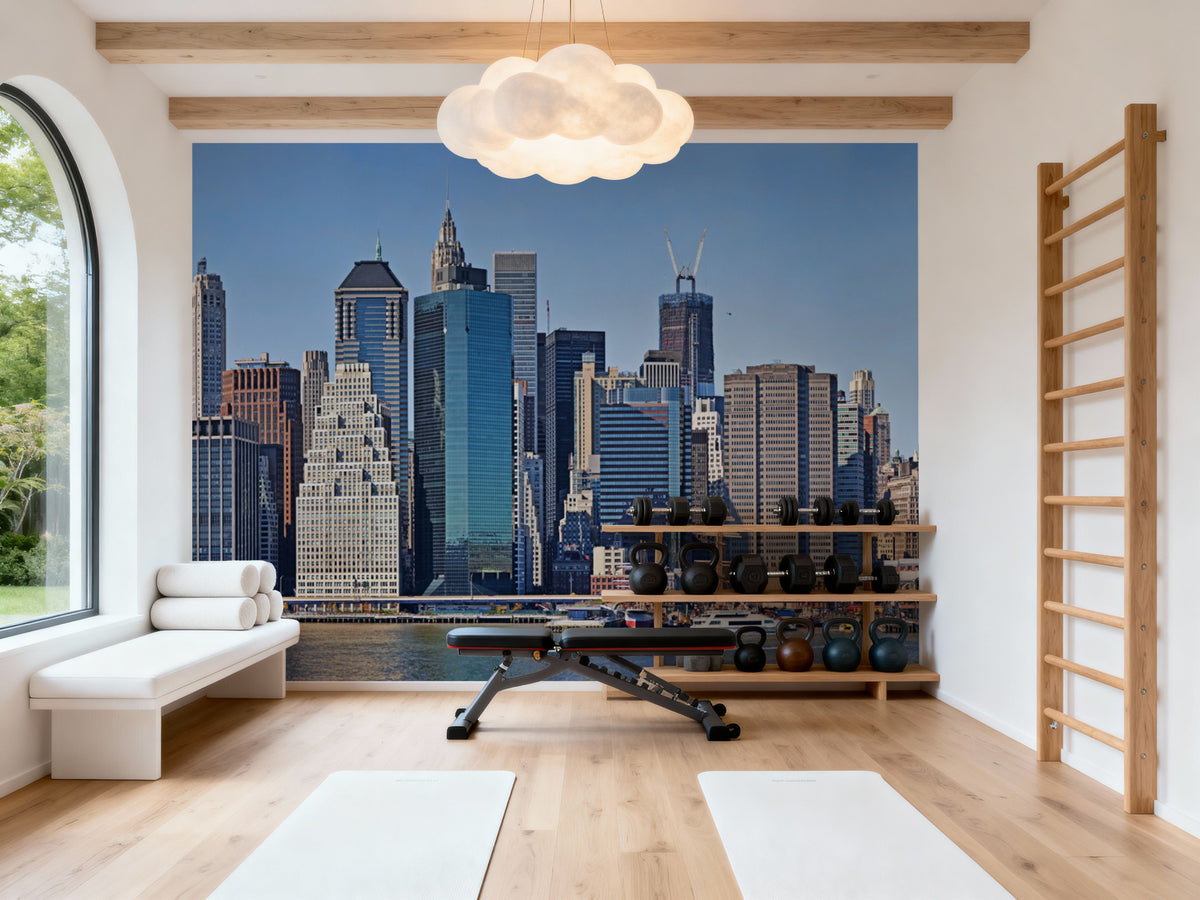 Urban Waterfront Panorama Mural Wallpaper - room preview 03