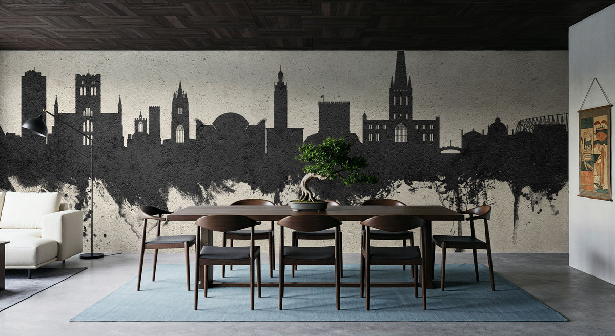 Norwich England Skyline Concrete Mural Wallpaper - room preview 03