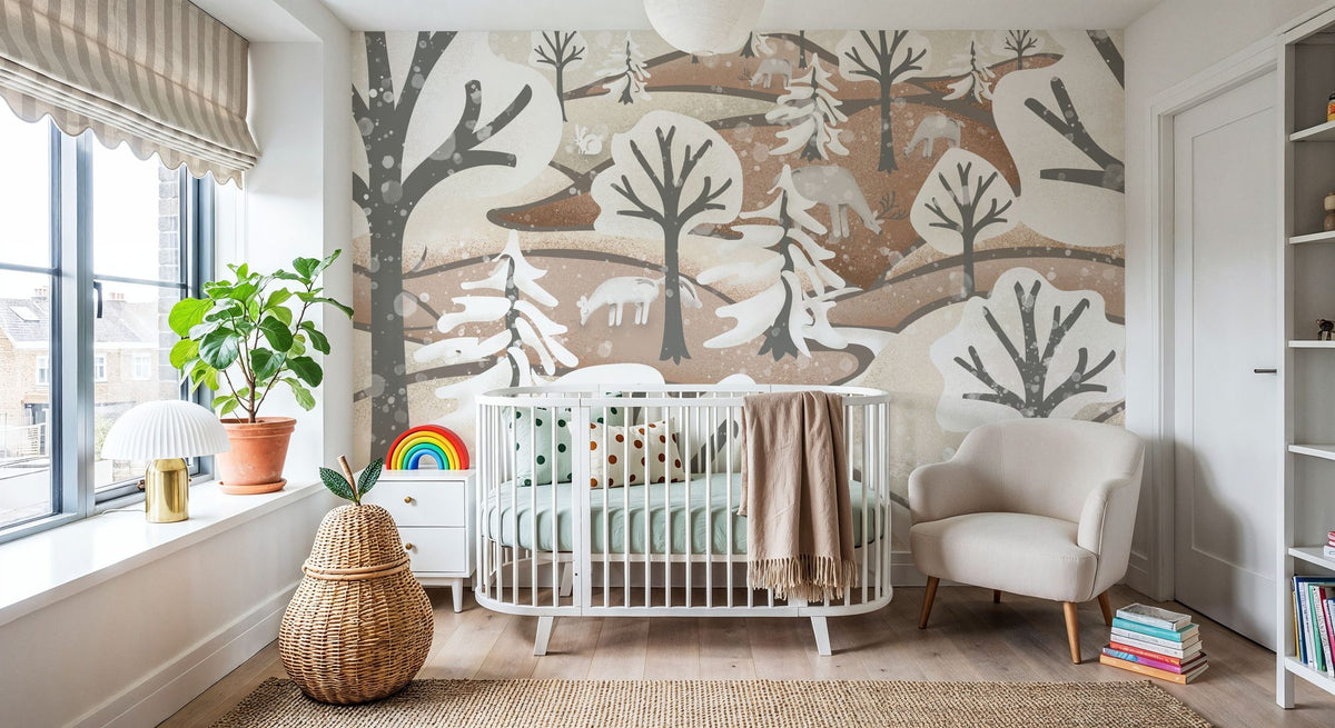 Frozen Forest, Beige Mural Wallpaper - room preview 03
