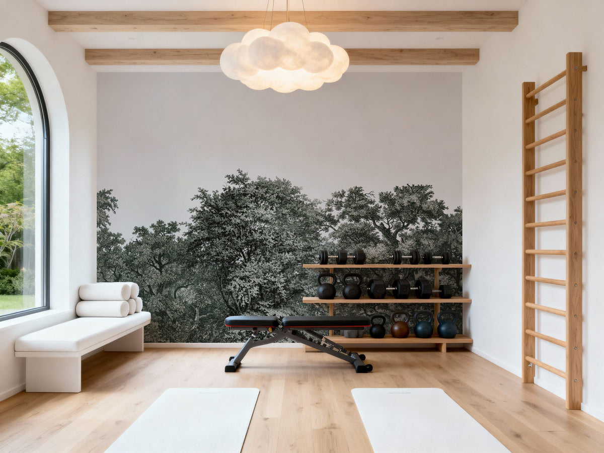 Over the Treetops, Forest Green Mural Wallpaper - room preview 03