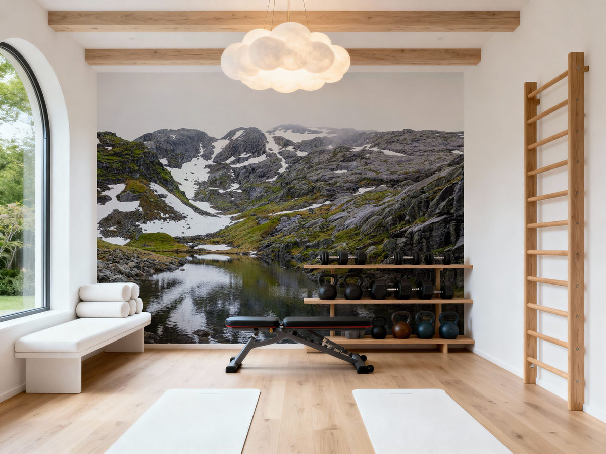 Mountain Stream Reflection Mural Wallpaper - room preview 03