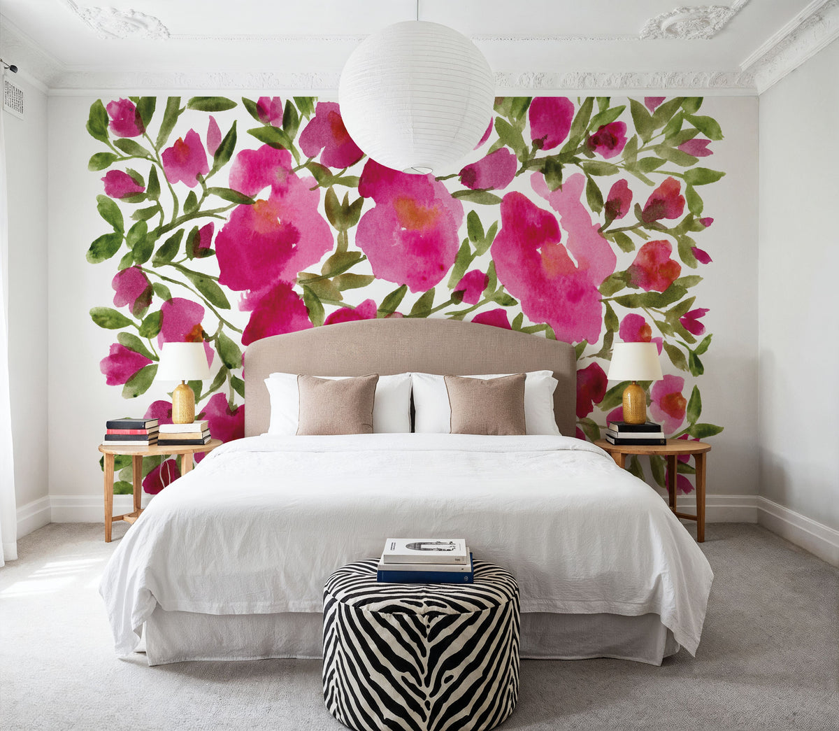 Rose Blooms Mural Wallpaper - Red Tone - room preview 03