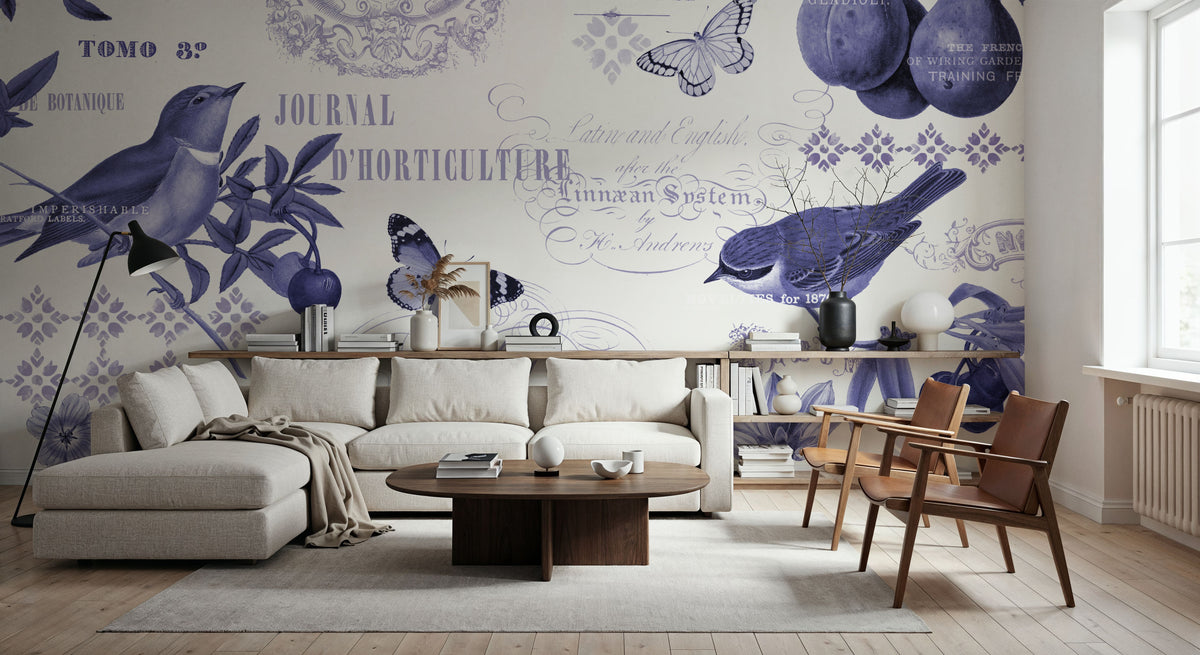 Botanical Blue I Mural Wallpaper - room preview 03