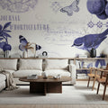 Botanical Blue I Mural Wallpaper - room preview 03