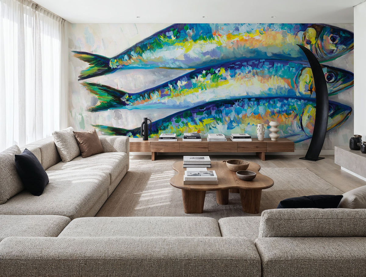 Fish Trio Mural Wallpaper - room preview 03