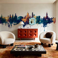 Jerez Spain Skyline Blue & Bronze Mural Wallpaper - room preview 03