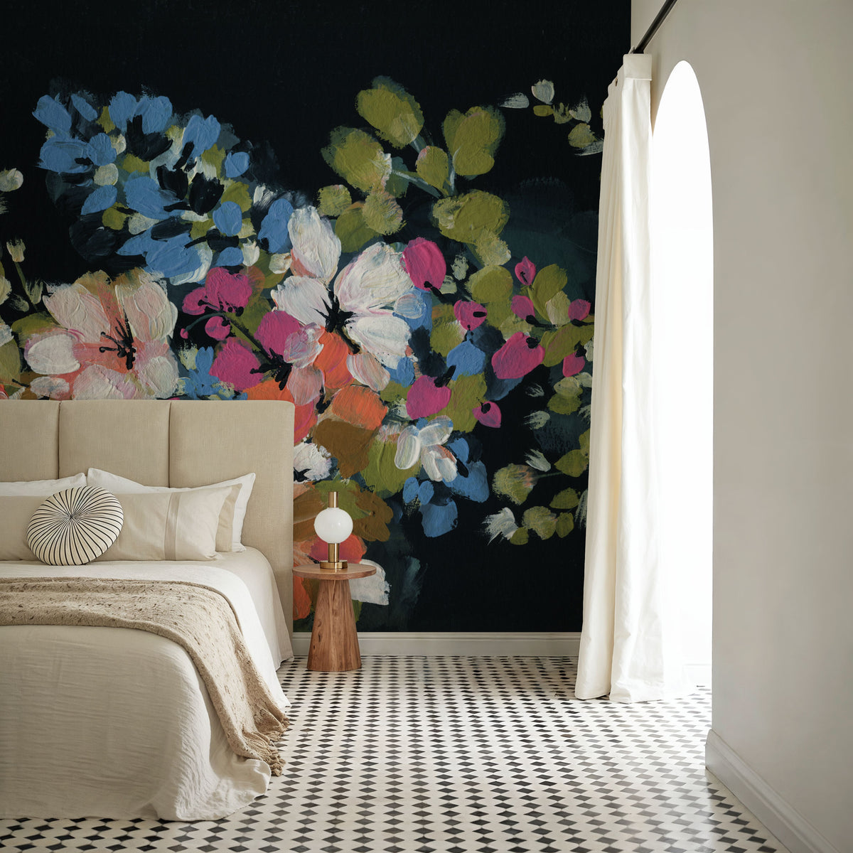 Midnight Floral Mural Wallpaper - room preview 03