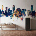 Montreal Canada Skyline Blue & Bronze Mural Wallpaper - room preview 03