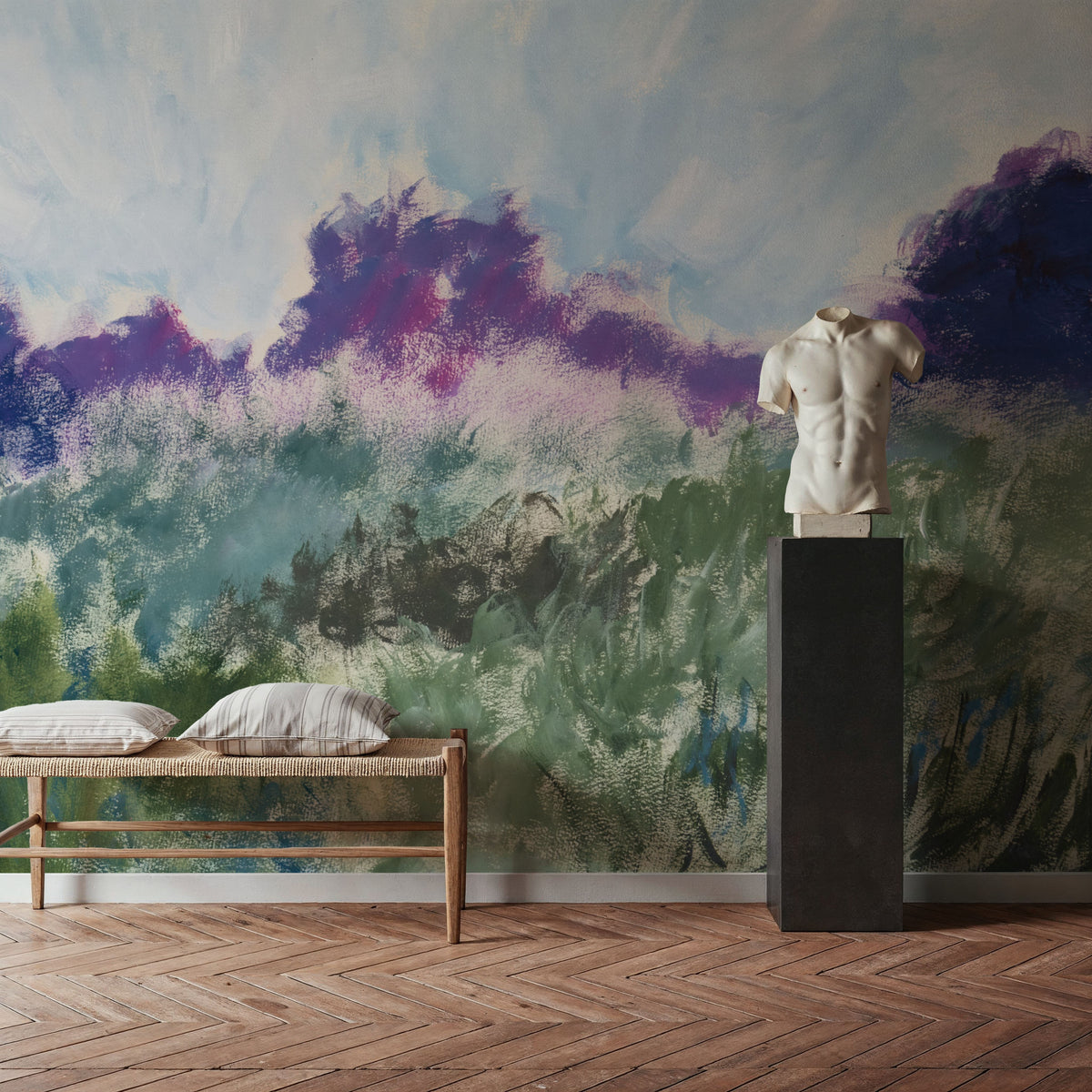 Impressionsitic Meadow Mural Wallpaper - room preview 03