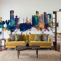 Fujairah Skyline Blue & Bronze Mural Wallpaper - room preview 03