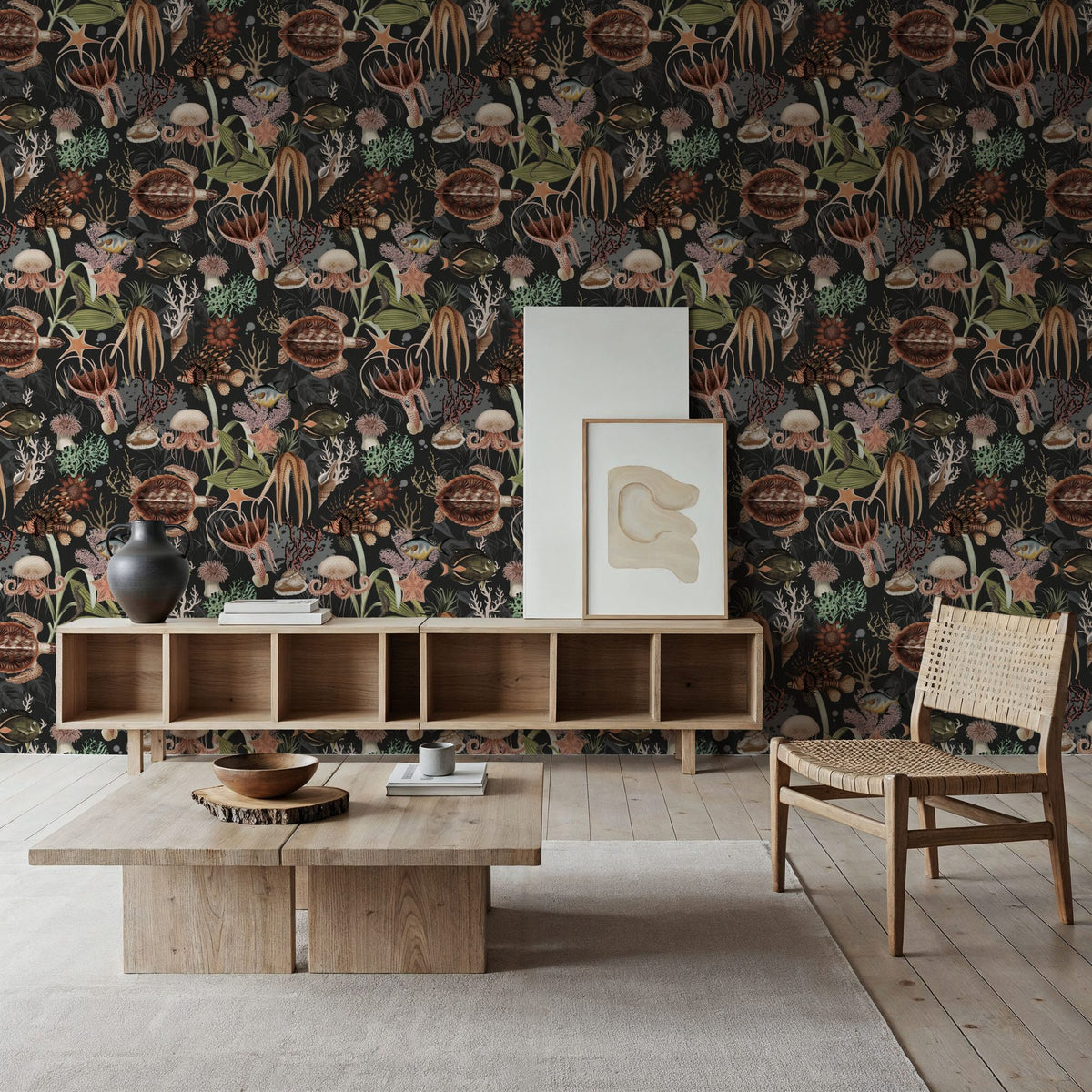 Deep Sea, Graphite Mural Wallpaper - room preview 03