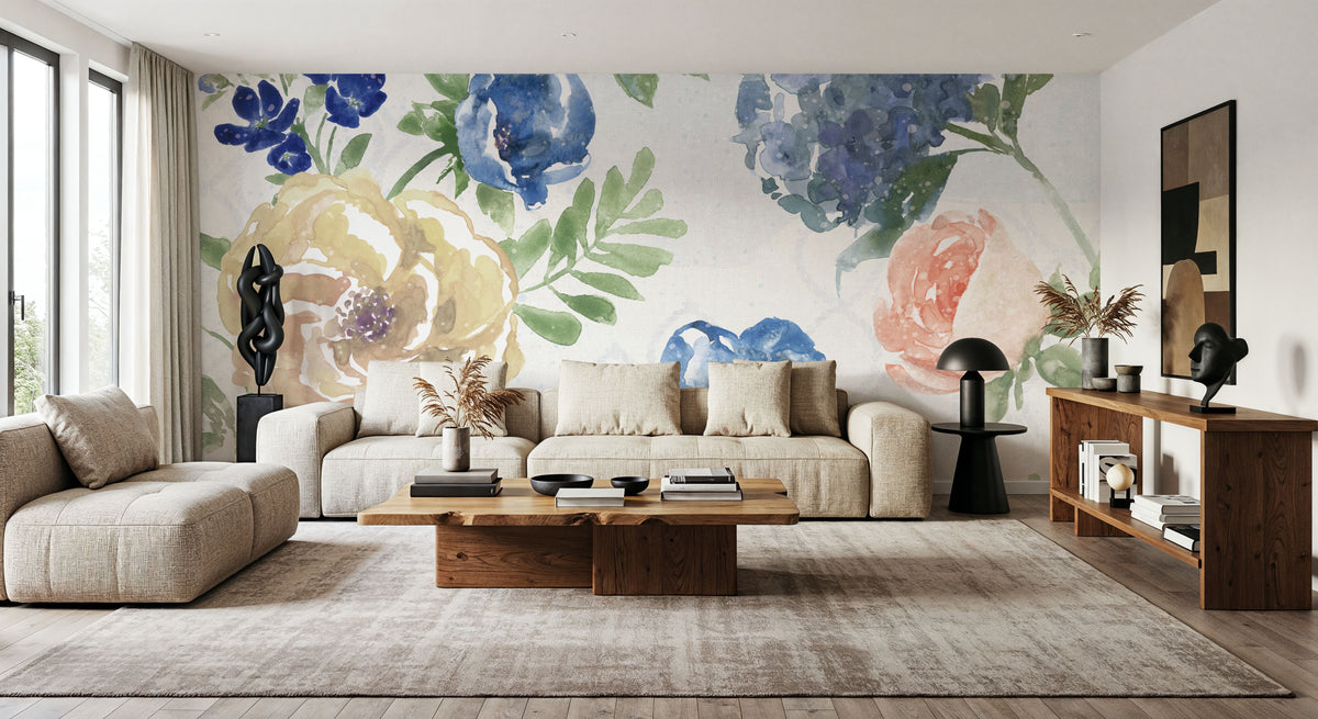 Botanical Coast White Mural Wallpaper - room preview 03