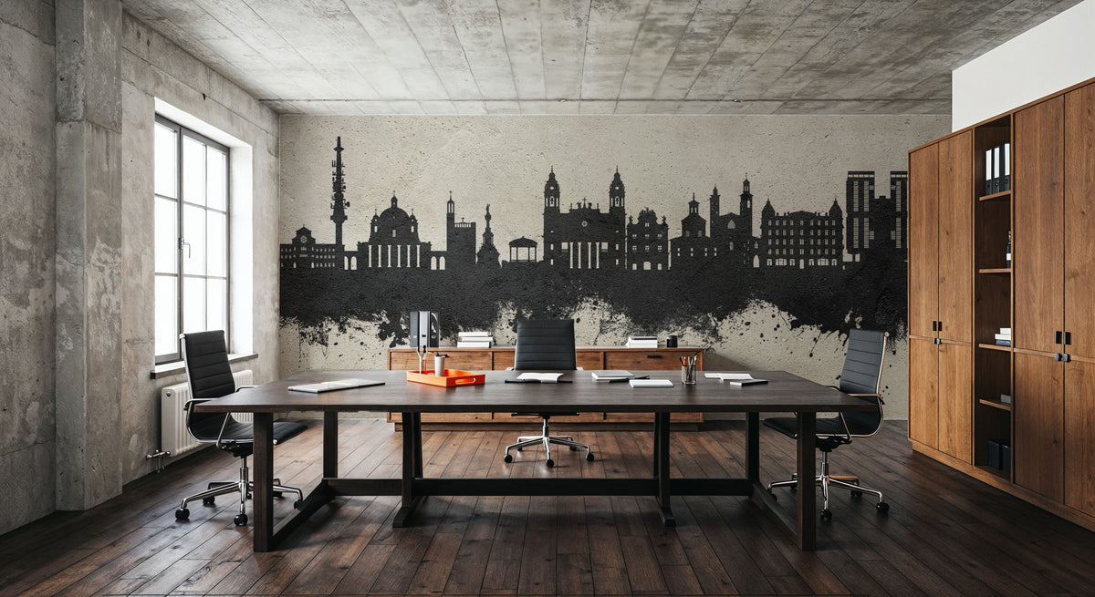 Pamplona Spain Skyline Concrete Mural Wallpaper - room preview 03