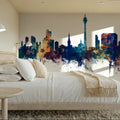 Düsseldorf Germany Skyline Blue & Bronze Mural Wallpaper - room preview 03