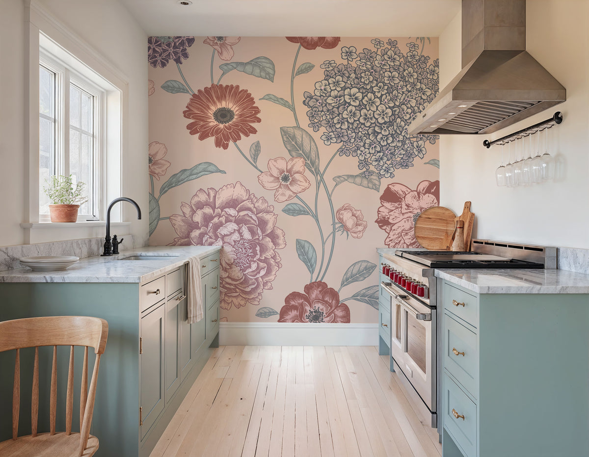 Victorian Flowers Mural Wallpaper - room preview 03