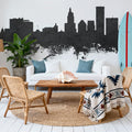 Providence Rhode Island Skyline Black & White Mural Wallpaper - room preview 03