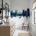 Vilnius Lithuania Skyline Blue & Bronze Mural Wallpaper - room preview 03