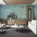 Painterly Brooklyn Bridge Mural Wallpaper - room preview 03