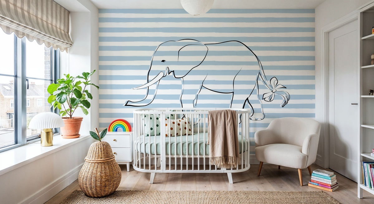 Stripe Elephant Mural Wallpaper - room preview 03