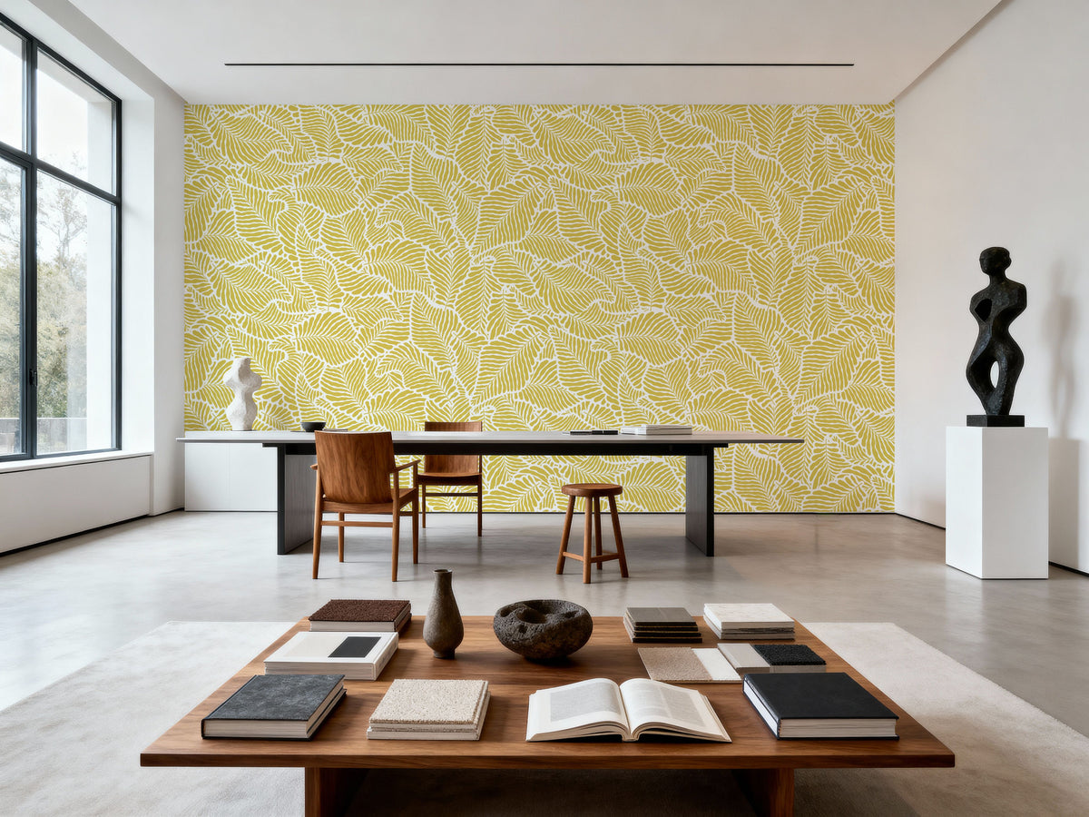 Fern Cut-Outs Pattern, Citrus Mural Wallpaper - room preview 03