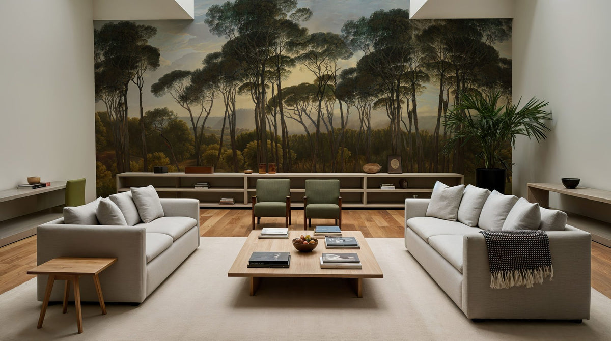 Mediterranean Pine Landscape, Original Mural Wallpaper - room preview 03