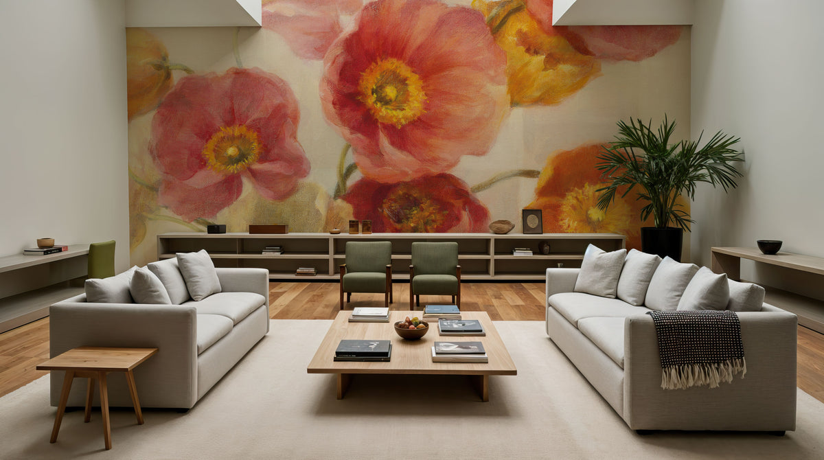 Poppies Delight Crop I Mural Wallpaper - room preview 03