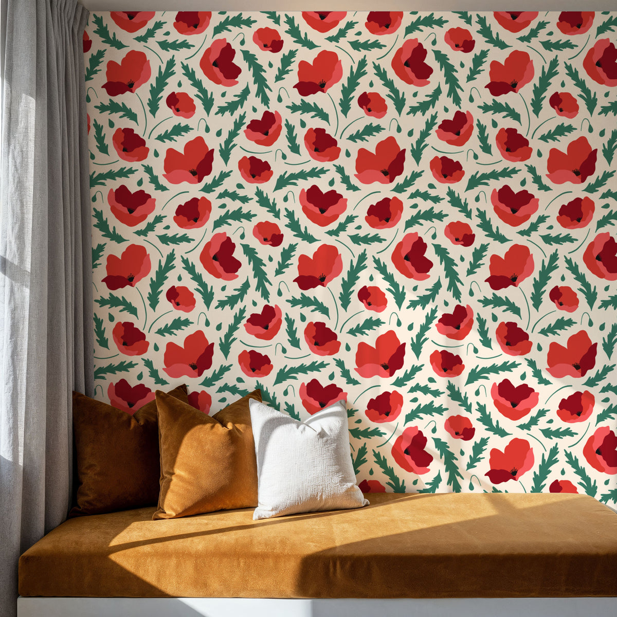 Poppy Field Mural Wallpaper - room preview 03