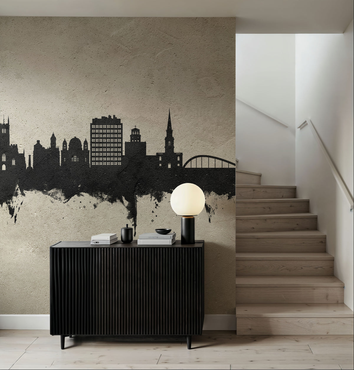 Wolverhampton England Skyline Concrete Mural Wallpaper - room preview 03