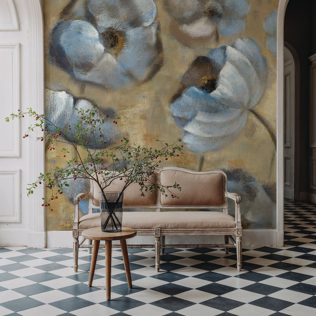 Flowers in Dusk II Mural Wallpaper - room preview 03