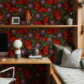 Papillion II, Tomato & Purple Mural Wallpaper - room preview 03