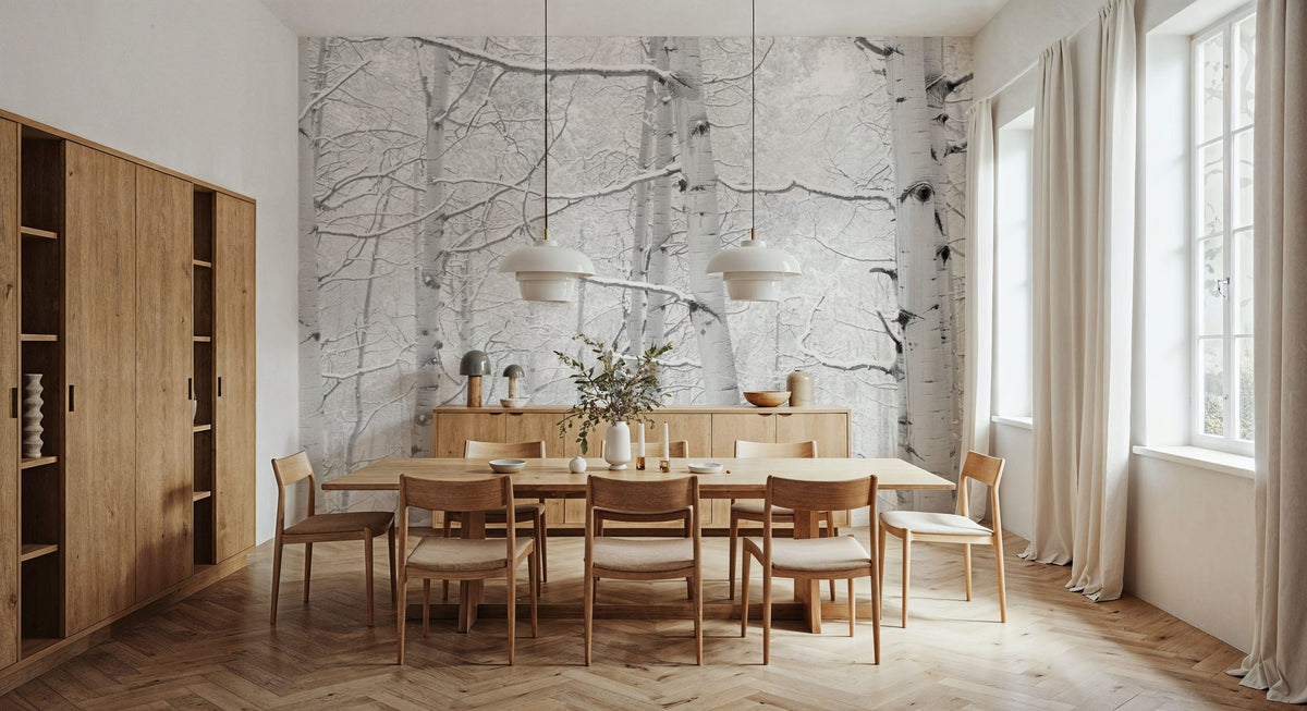 Frost-Kissed Birches Mural Wallpaper - room preview 03