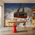 Crimson Lift Over Snow Peaks Mural Wallpaper - room preview 03