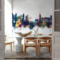 Stamford England Skyline Blue & Bronze Mural Wallpaper - room preview 03