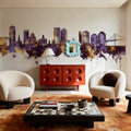 Halifax Canada Skyline Purple & Gold Mural Wallpaper - room preview 03