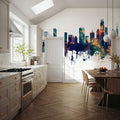 San Francisco Skyline Blue & Bronze Mural Wallpaper - room preview 03
