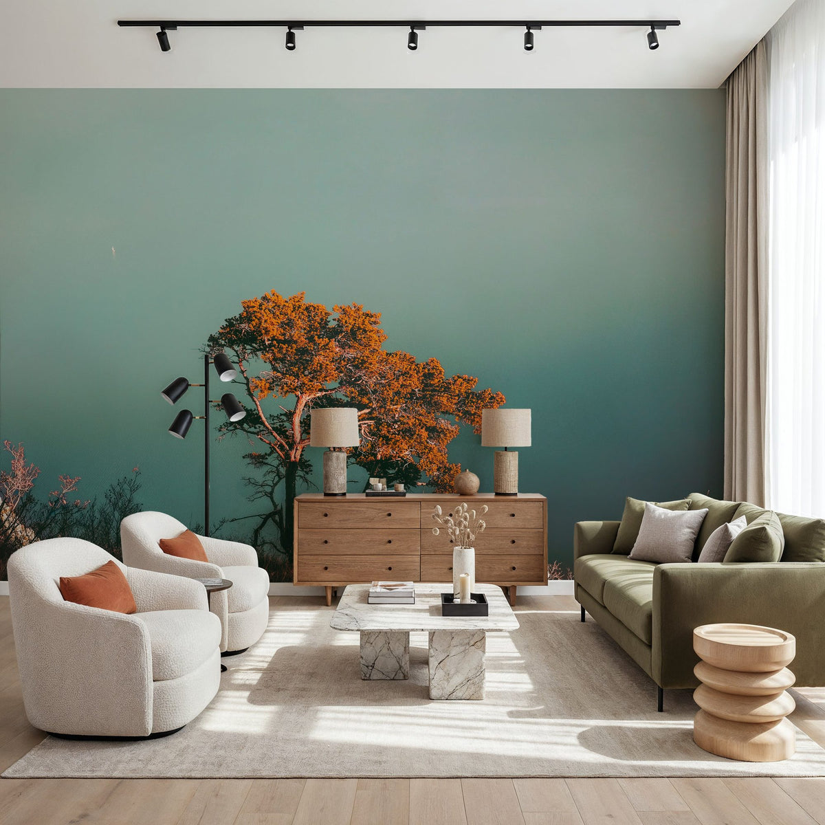 Red Pine Tree Mural Wallpaper - room preview 03